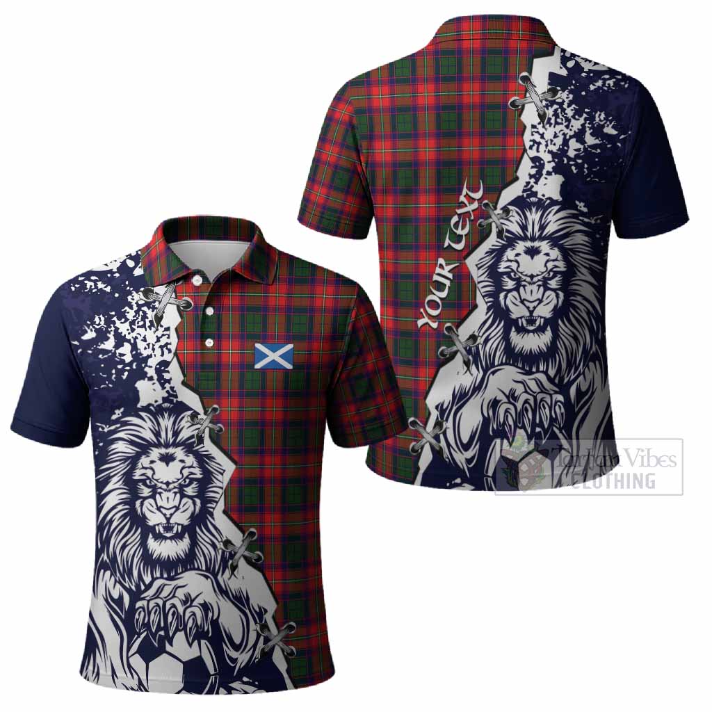 Charteris Tartan Scottish Polo Shirt Angry Lion With Soccer Ball Style