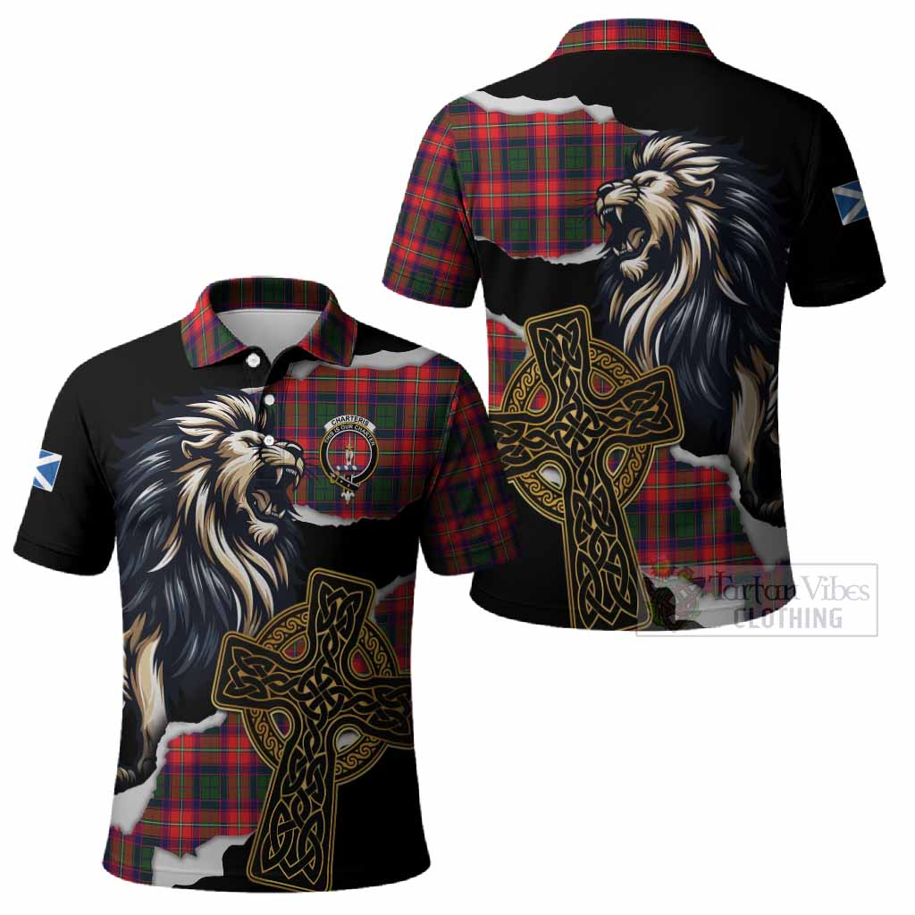 Charteris Tartan Scottish Polo Shirt Lion Celtic Heritage