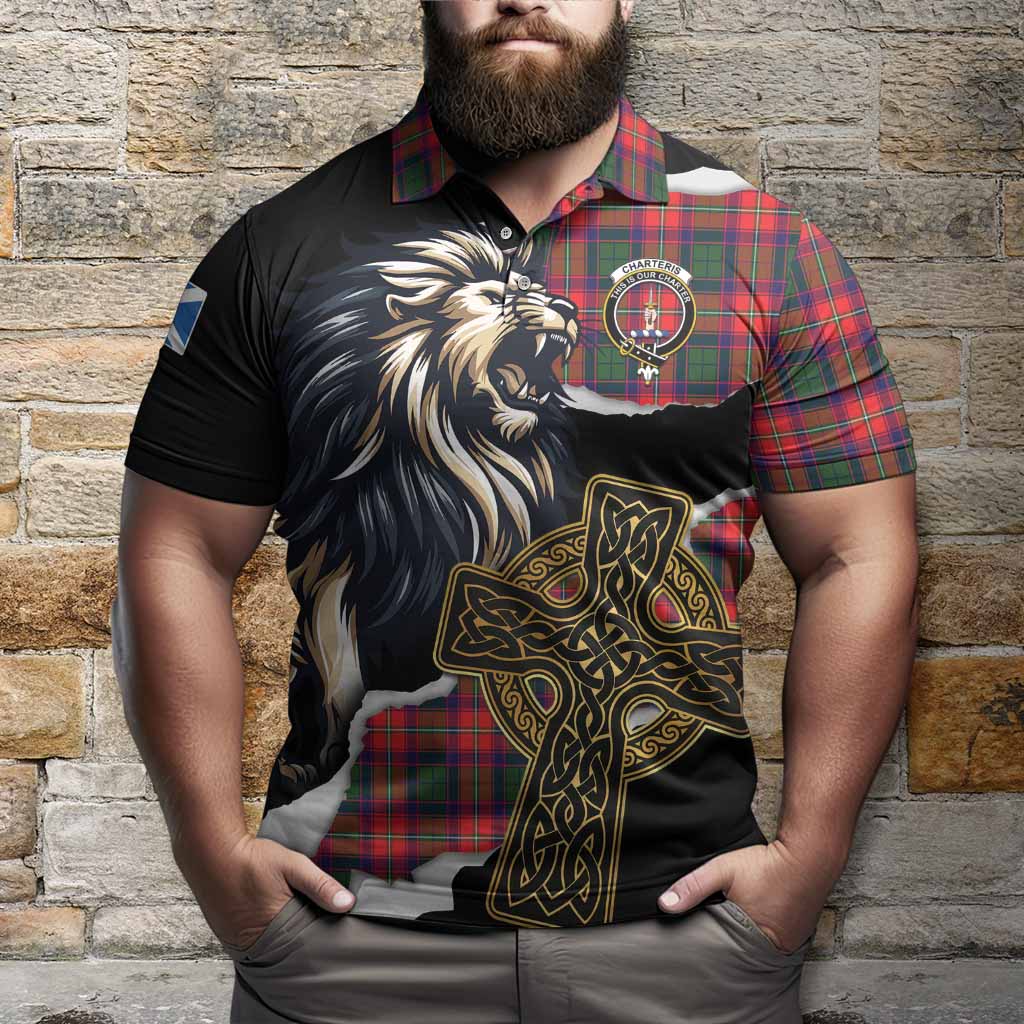 Charteris Tartan Scottish Polo Shirt Lion Celtic Heritage