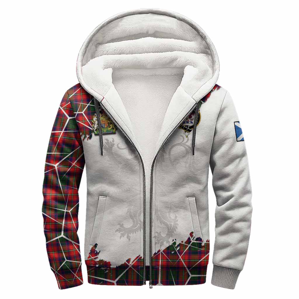 Charteris Tartan Sherpa Hoodie with Family Crest and Lion Rampant Grunge Style