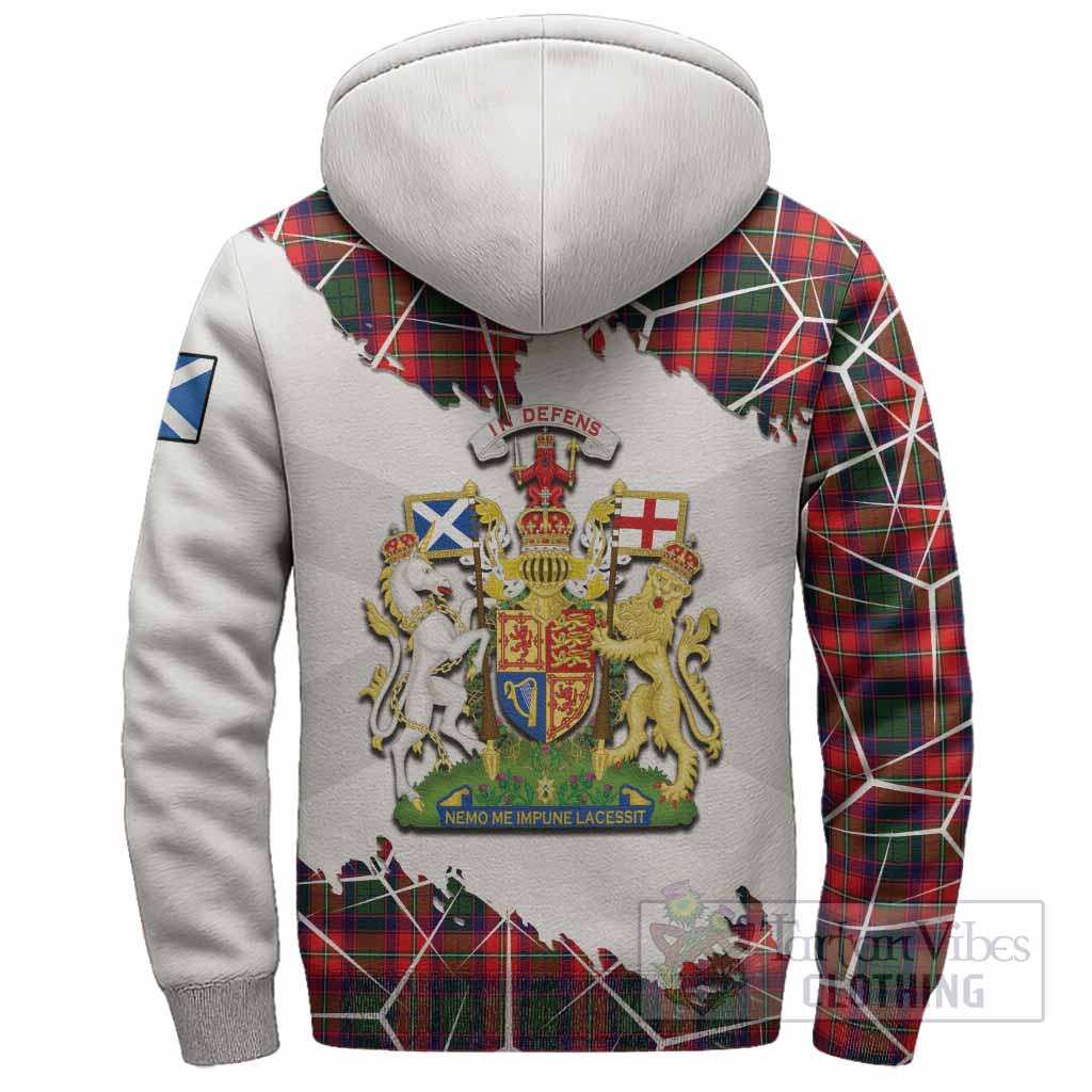 Charteris Tartan Sherpa Hoodie with Family Crest and Lion Rampant Grunge Style