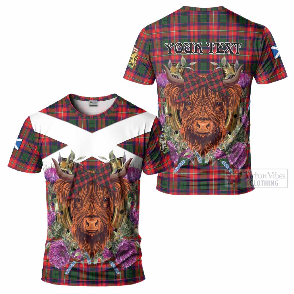 Charteris Tartan T-Shirt Scottish Thistle Heilan Coo