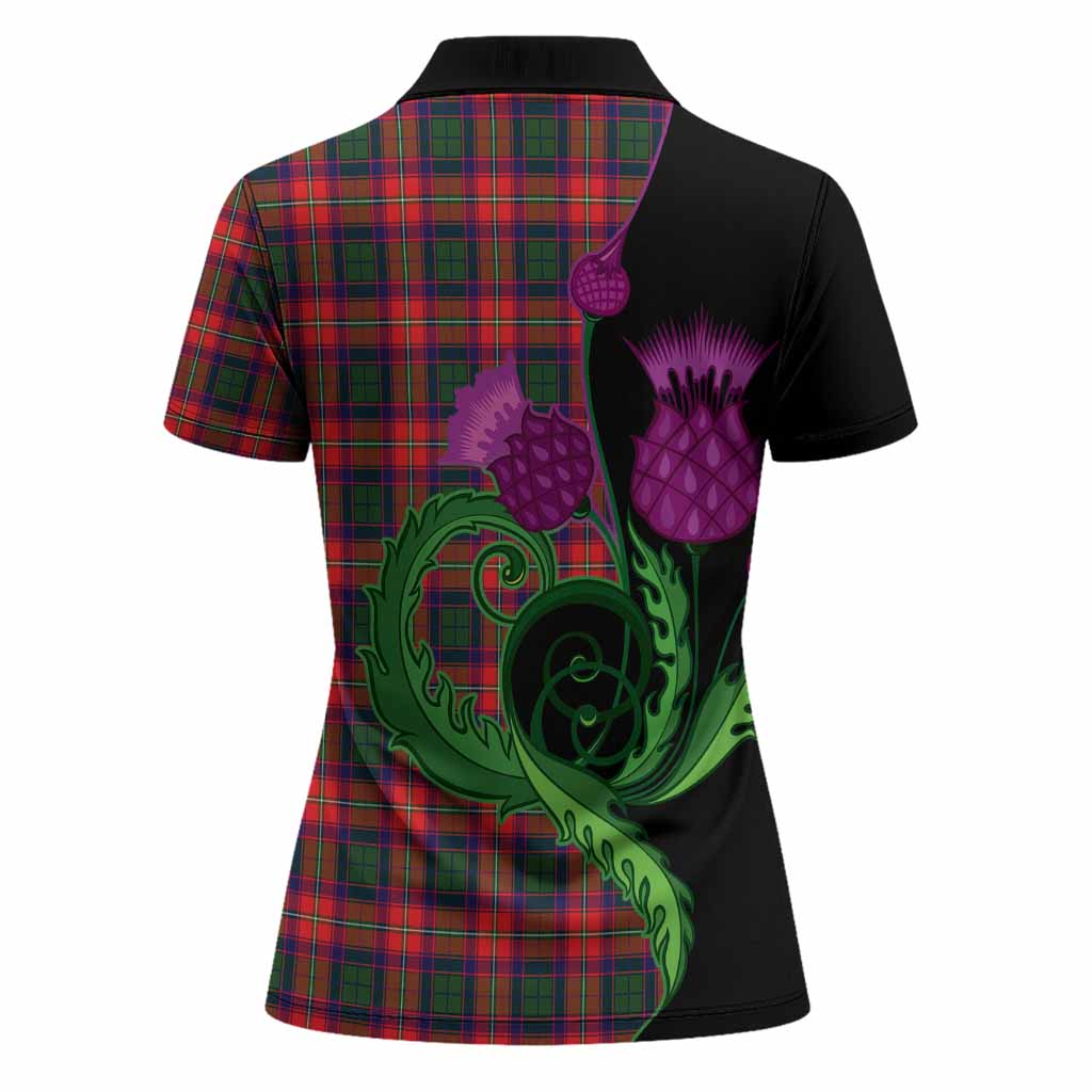 Charteris Tartan Women Polo Shirt Traditional Scottish Thistle