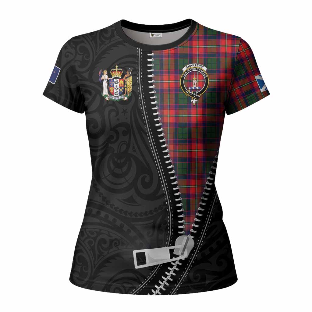 Charteris Tartan Women T shirt New Zealand Pattern Unique Zipper Stylized