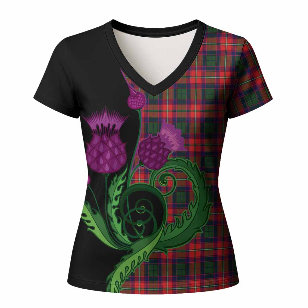 Charteris Tartan Women T shirt Traditional Scottish Thistle