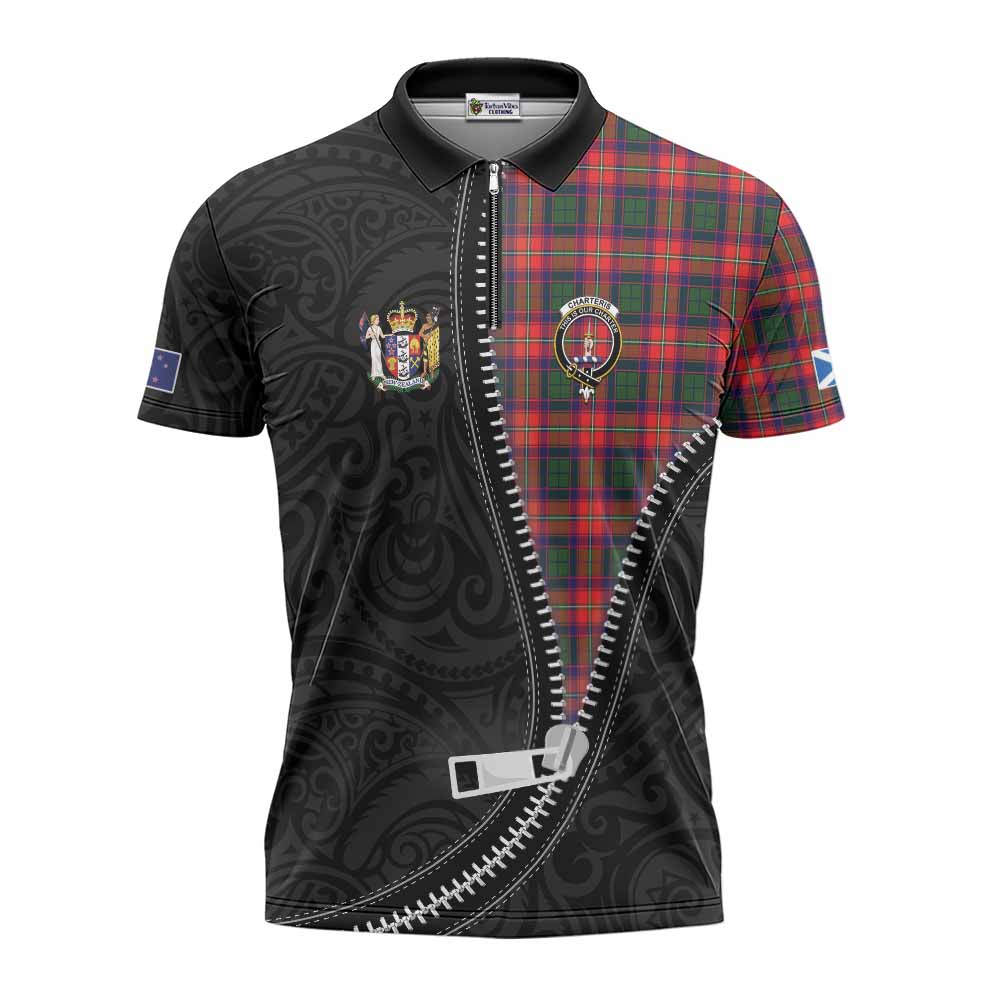 Charteris Tartan Zipper Polo Shirt New Zealand Pattern Unique Zipper Stylized