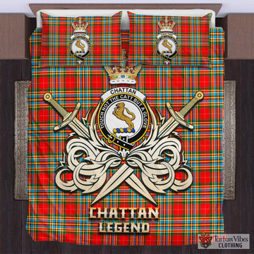 Chattan Tartan Bedding Set with Clan Crest and the Golden Sword of Courageous Legacy