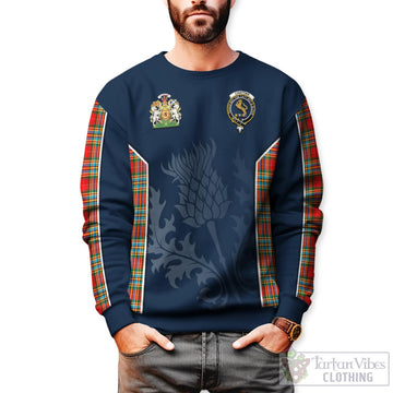 Chattan Tartan Sweatshirt with Family Crest and Scottish Thistle Vibes Sport Style