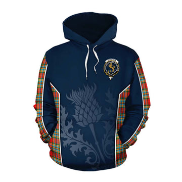 Tartan Vibes Clothing Chattan Tartan Cotton Hoodie with Family Crest and Scottish Thistle Vibes Sport Style