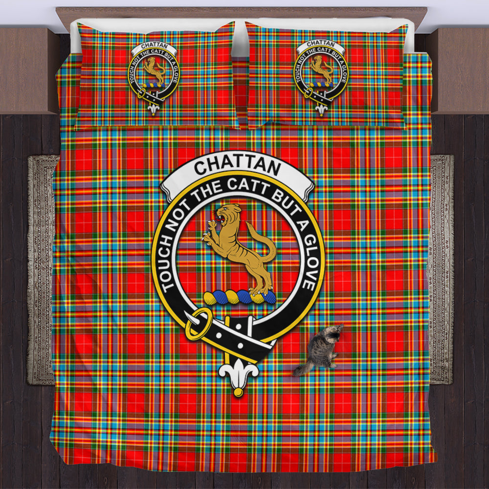 Chattan Tartan Bedding Set with Family Crest US Bedding Set - Tartan Vibes Clothing