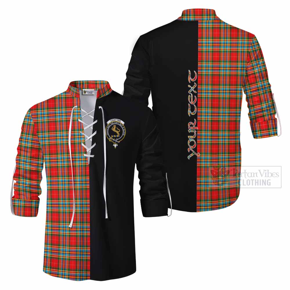 Tartan Vibes Clothing Chattan Tartan Ghillie Kilt Shirt with Family Crest and Half Of Me Style