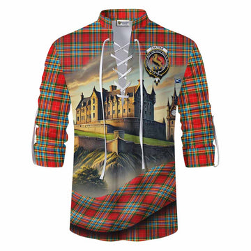 Chattan Tartan Family Crest Ghillie Kilt Shirt with Scottish Ancient Castle Style