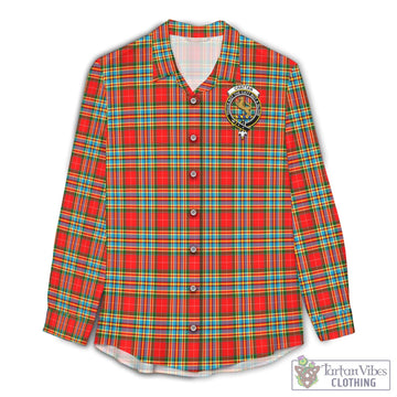 Tartan Vibes Clothing Chattan Tartan Womens Casual Shirt with Family Crest