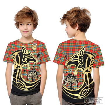 Chattan Tartan Kid T-Shirt with Family Crest Celtic Wolf Style Youth XL Size14 - Tartan Vibes Clothing