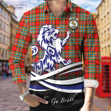 Chattan Tartan Long Sleeve Button Up Shirt with Alba Gu Brath Regal Lion Emblem