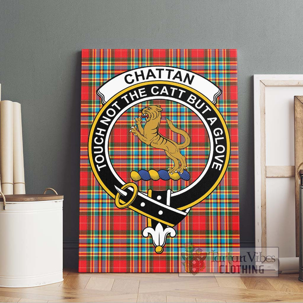 Chattan Tartan Canvas Print Wall Art with Family Crest Without Frame - Tartan Vibes Clothing