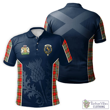 Chattan Tartan Men's Polo Shirt with Family Crest and Scottish Thistle Vibes Sport Style