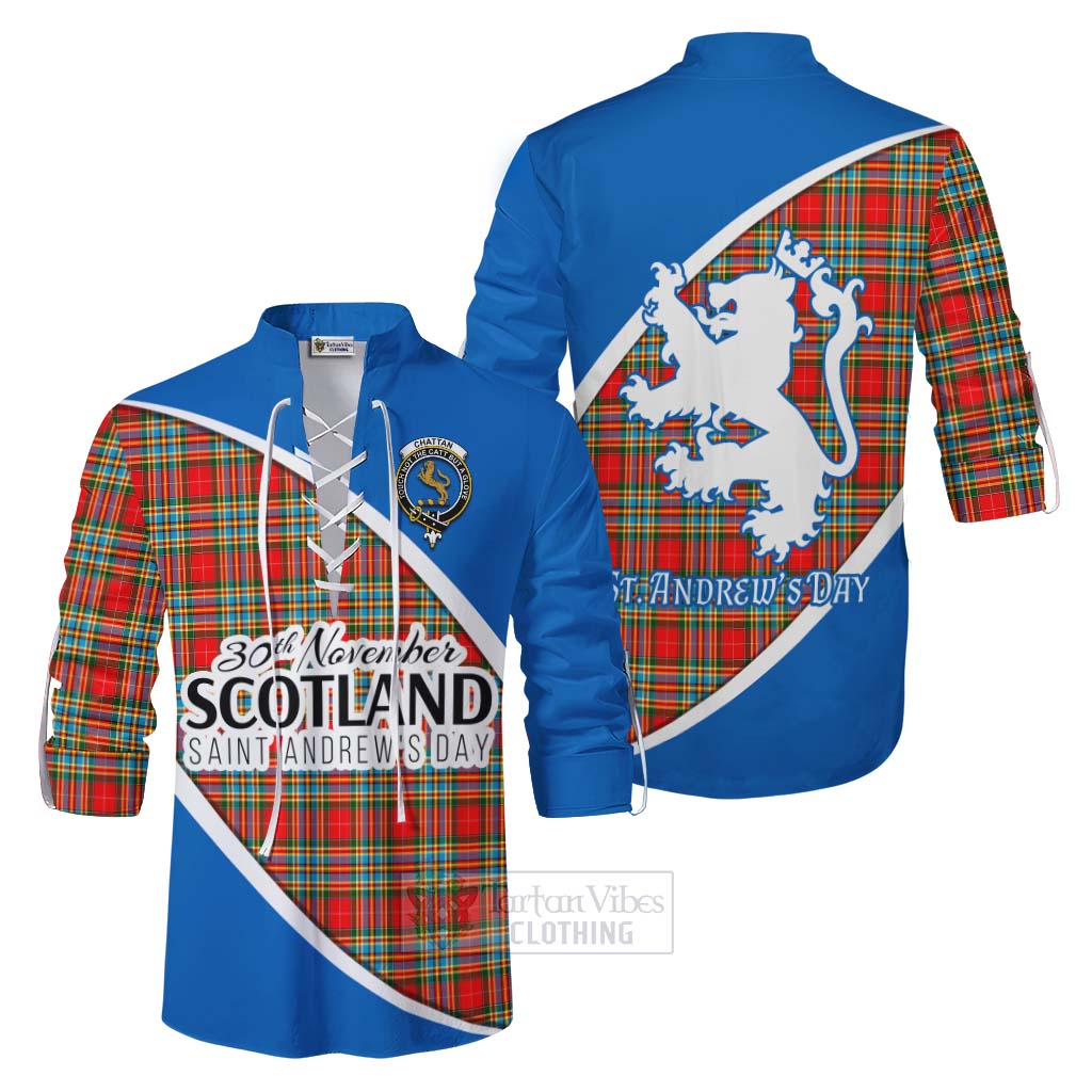 Tartan Vibes Clothing Chattan Family Crest Tartan Ghillie Kilt Shirt Celebrate Saint Andrew's Day in Style