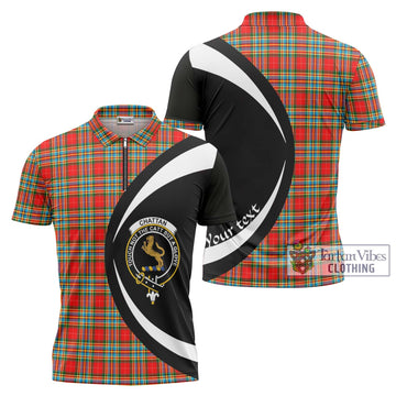 Tartan Vibes Clothing Chattan Tartan Zipper Polo Shirt with Family Crest Circle Style