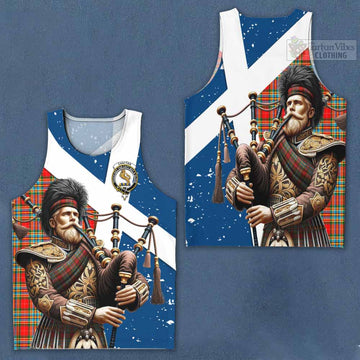 Chattan Tartan Men's Tank Top with Family Crest Scottish Bagpiper Vibes