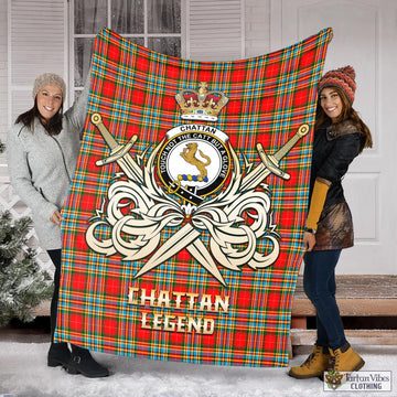 Chattan Tartan Blanket with Clan Crest and the Golden Sword of Courageous Legacy