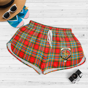 Chattan Tartan Womens Shorts with Family Crest