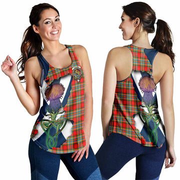 Tartan Vibes Clothing Chattan Tartan Family Crest Women's Racerback Tanks Scottish Thistle Celtic Inspired