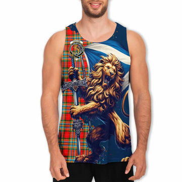 Chattan Tartan Family Crest Men's Tank Top with Scottish Majestic Lion