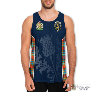 Chattan Tartan Men's Tanks Top with Family Crest and Scottish Thistle Vibes Sport Style