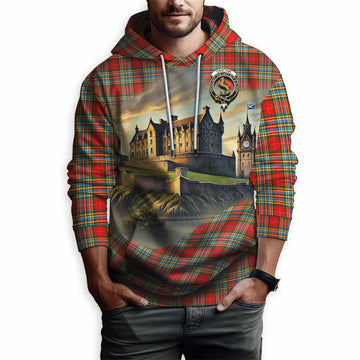 Tartan Vibes Clothing Chattan Tartan Family Crest Hoodie with Scottish Ancient Castle Style
