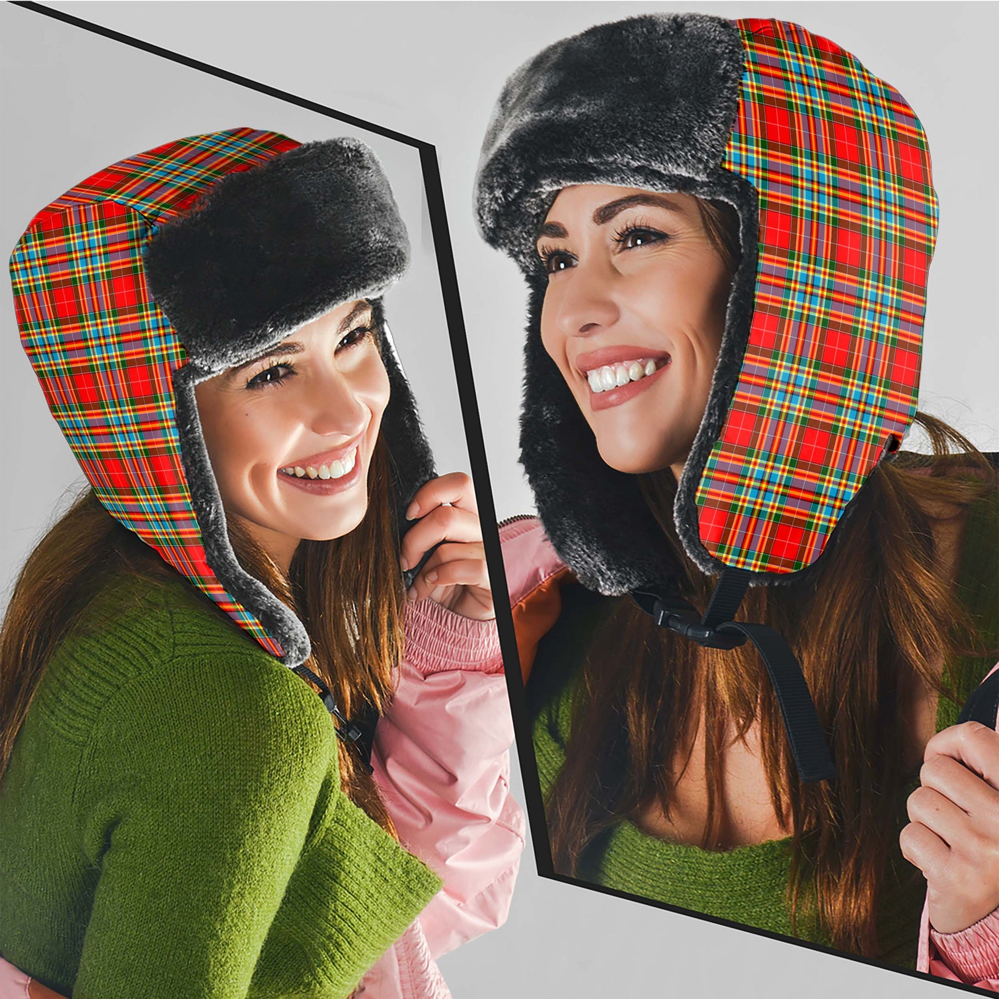 Chattan Tartan Winter Trapper Hat Winter Trapper Hat Universal Fit Circumference 22.8in (58cm) - Tartanvibesclothing