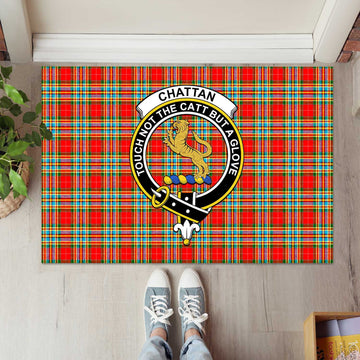 Chattan Tartan Rubber Doormat with Family Crest