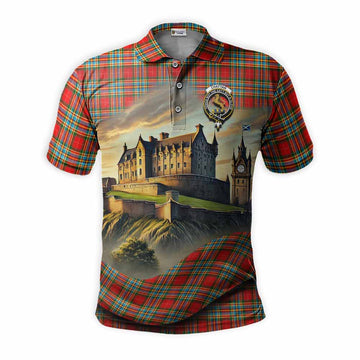Chattan Tartan Family Crest Polo Shirt with Scottish Ancient Castle Style