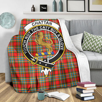 Chattan Tartan Blanket with Family Crest