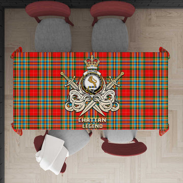 Chattan Tartan Tablecloth with Clan Crest and the Golden Sword of Courageous Legacy