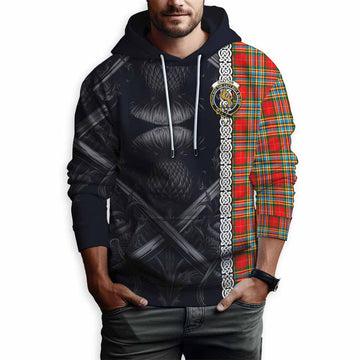 Tartan Vibes Clothing Chattan Tartan Hoodie with Family Crest Cross Sword Thistle Celtic Vibes