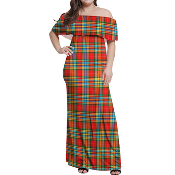 Chattan Tartan Off Shoulder Long Dress
