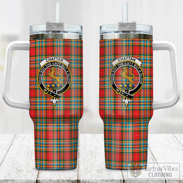 Chattan Tartan and Family Crest Tumbler with Handle