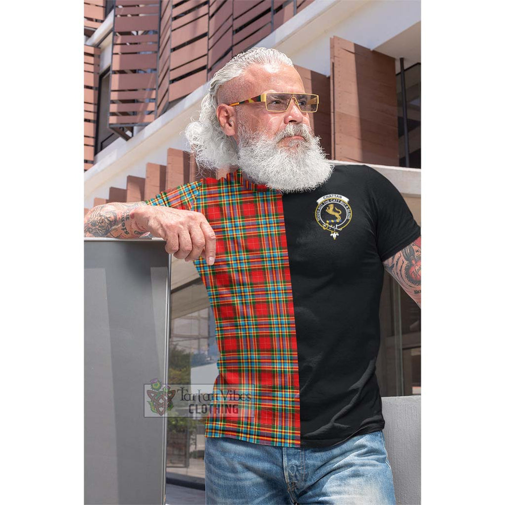 Tartan Vibes Clothing Chattan Tartan Cotton T-shirt with Family Crest and Half Of Me Style