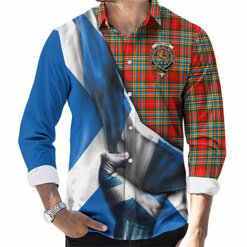 Chattan Tartan Long Sleeve Button Shirt with Family Crest Scotland Patriotic Style