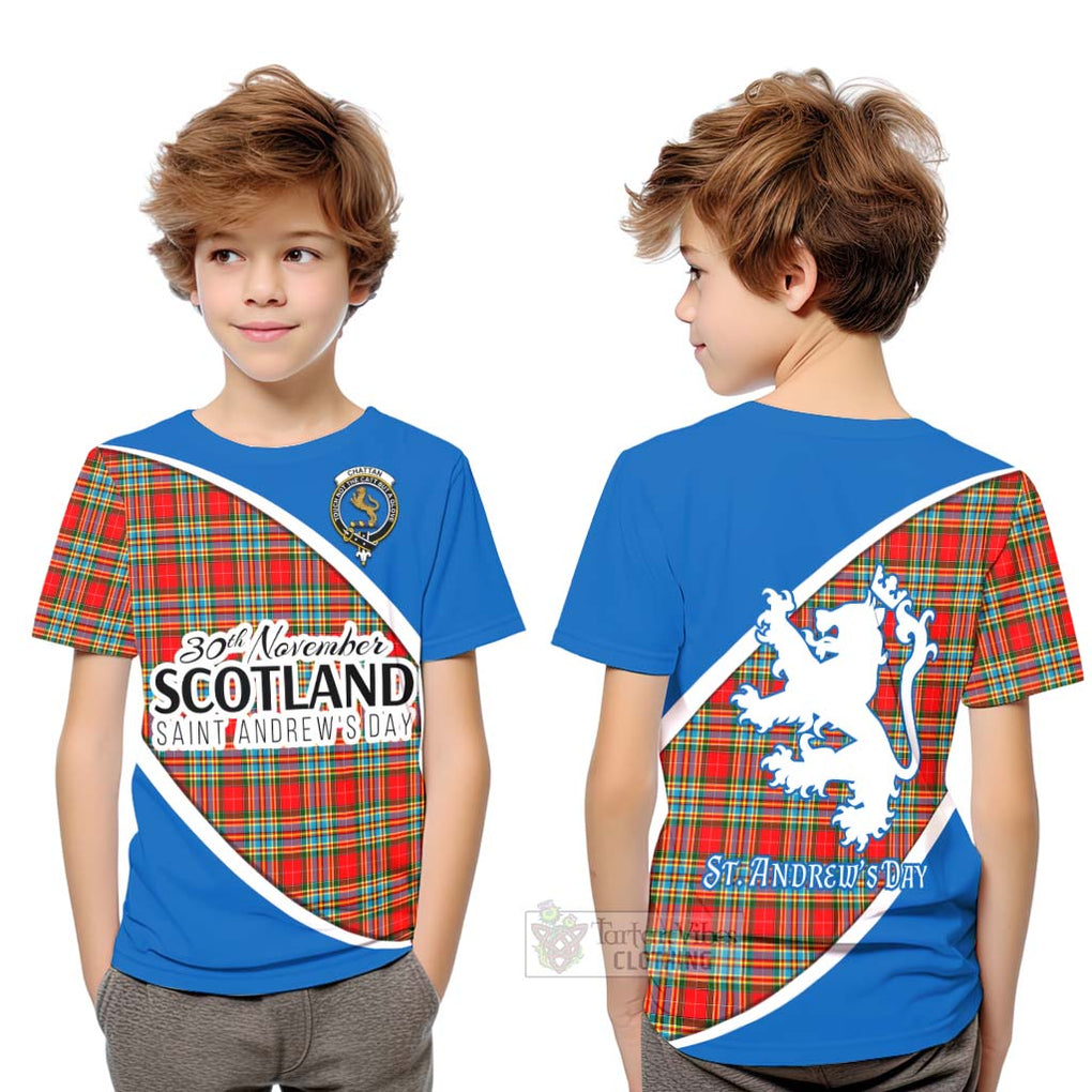 Tartan Vibes Clothing Chattan Family Crest Tartan Kid T-Shirt Celebrate Saint Andrew's Day in Style