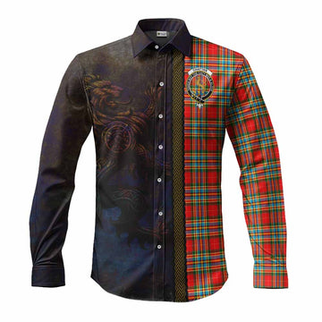 Chattan Tartan Family Crest Long Sleeve Button Shirt Alba Gu Brath Be Brave Lion Ancient Style