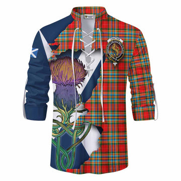 Chattan Tartan Family Crest Ghillie Kilt Shirt Scottish Thistle Celtic Inspired