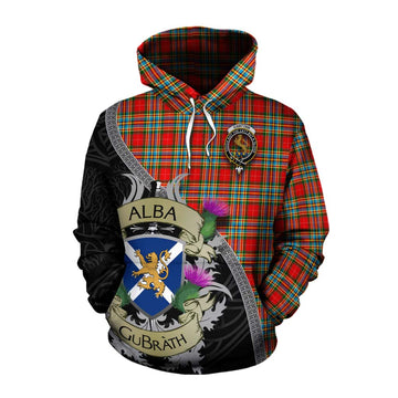 Tartan Vibes Clothing Chattan Tartan Family Crest Cotton Hoodie Lion Rampant Royal Thistle Shield Celtic Inspired