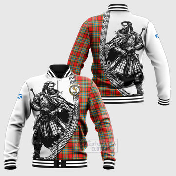 Chattan Tartan Clan Crest Baseball Jacket with Highlander Warrior Celtic Style