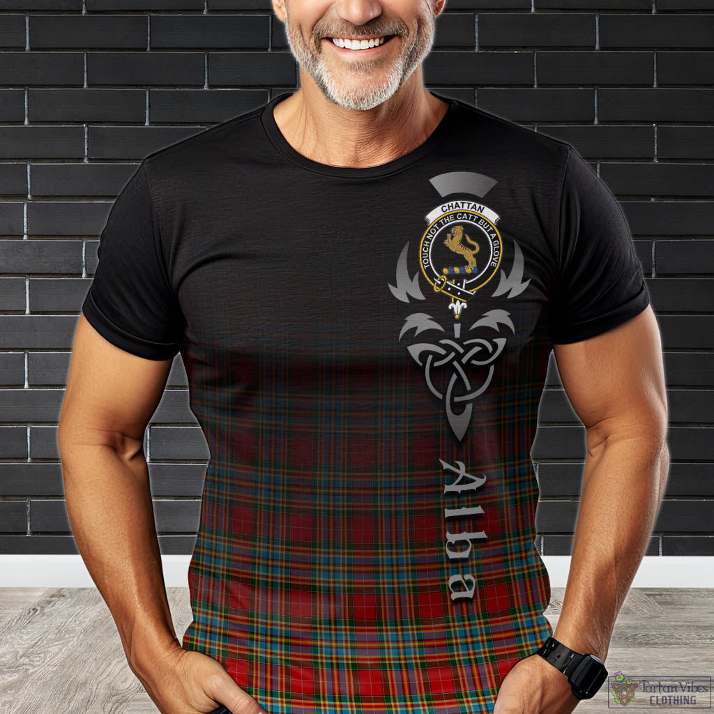Tartan Vibes Clothing Chattan Tartan T-Shirt Featuring Alba Gu Brath Family Crest Celtic Inspired