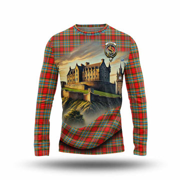 Tartan Vibes Clothing Chattan Tartan Family Crest Long Sleeve T-Shirt with Scottish Ancient Castle Style