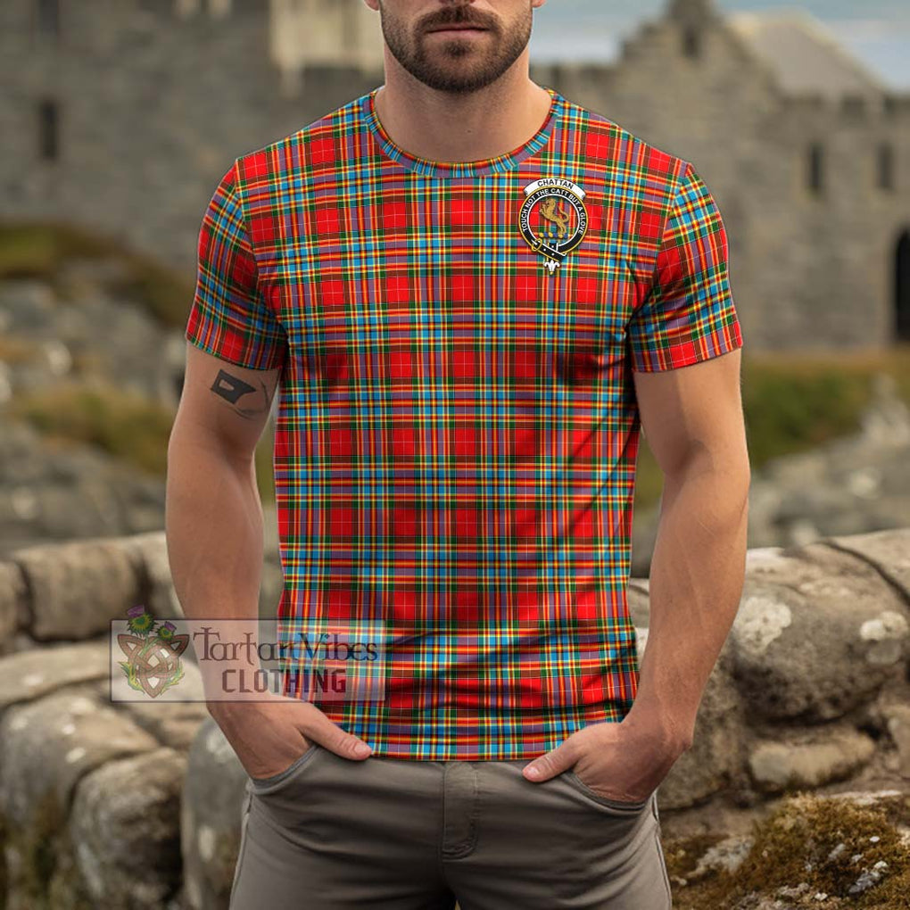 Chattan Tartan Cotton T-Shirt with Family Crest Men's Shirt - Tartanvibesclothing Shop