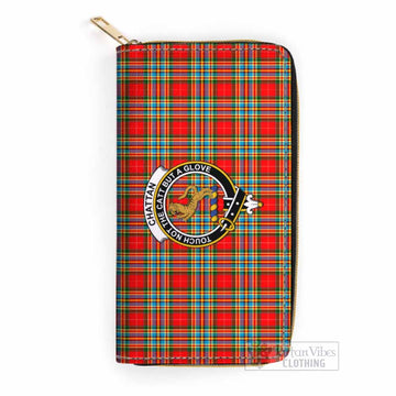 Chattan Tartan Women's Leather Wallet with Family Crest