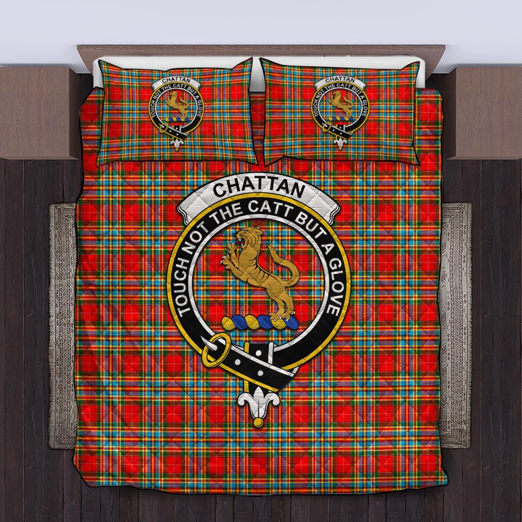 Chattan Tartan Quilt Bed Set with Family Crest Twin - Tartan Vibes Clothing
